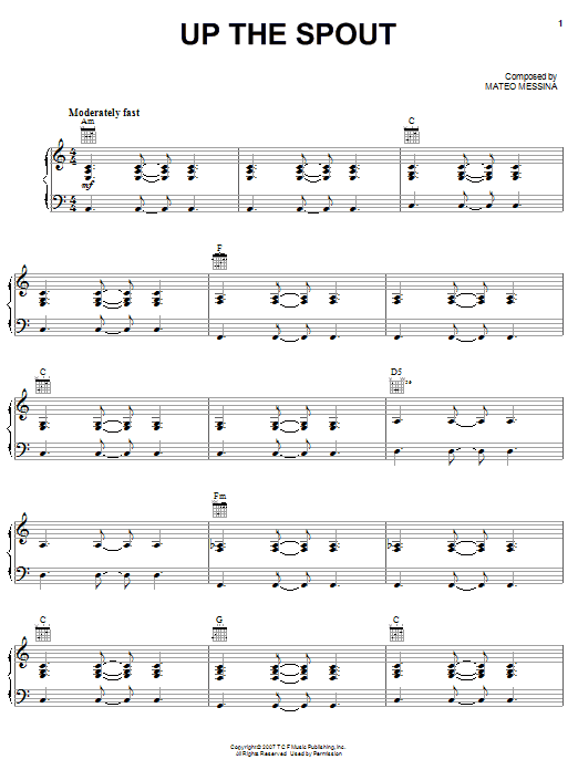 Mateo Messina Up The Spout Sheet Music Notes & Chords for Piano, Vocal & Guitar (Right-Hand Melody) - Download or Print PDF