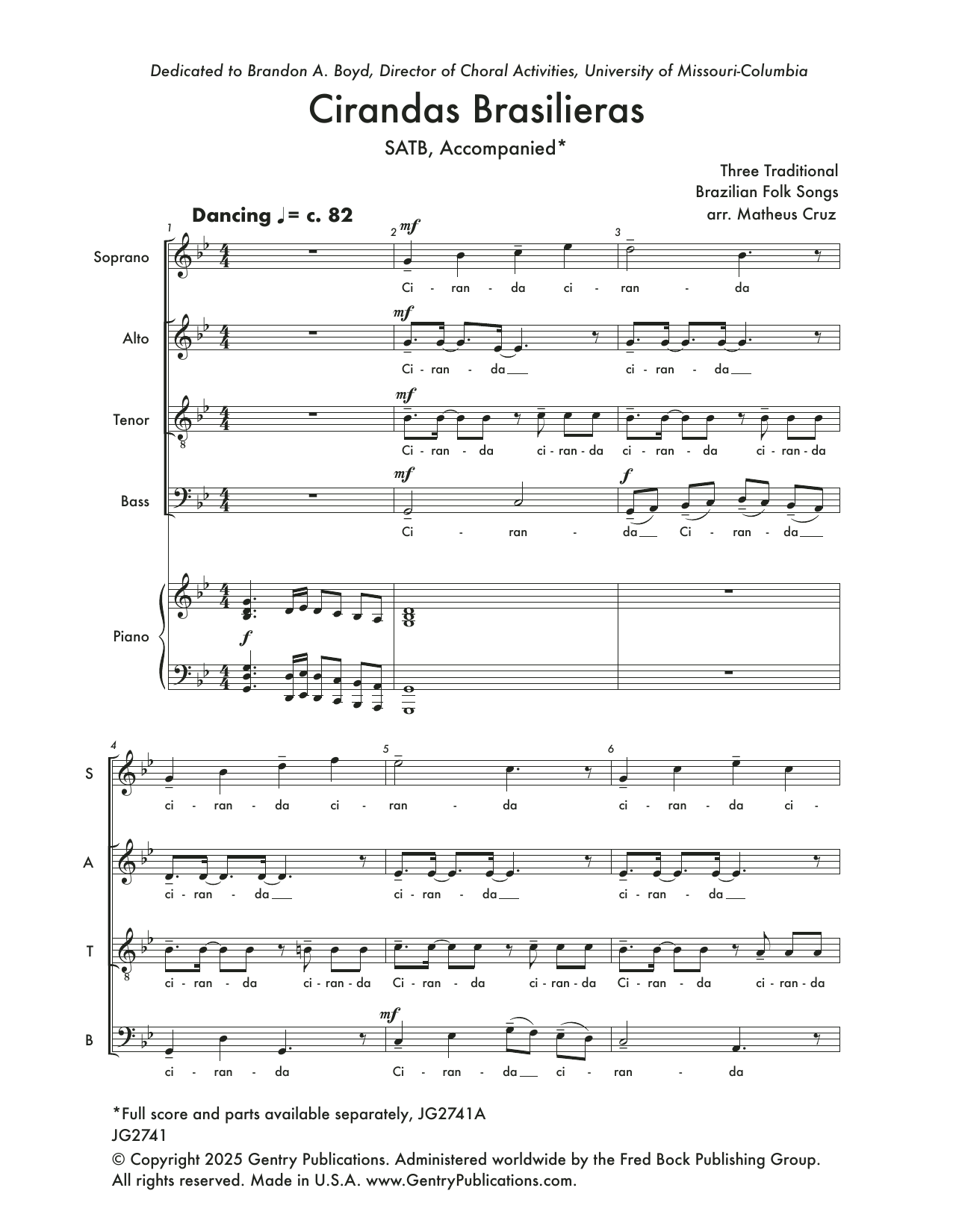 Matheus Cruz Cirandas Brasileiras Sheet Music Notes & Chords for SATB Choir - Download or Print PDF