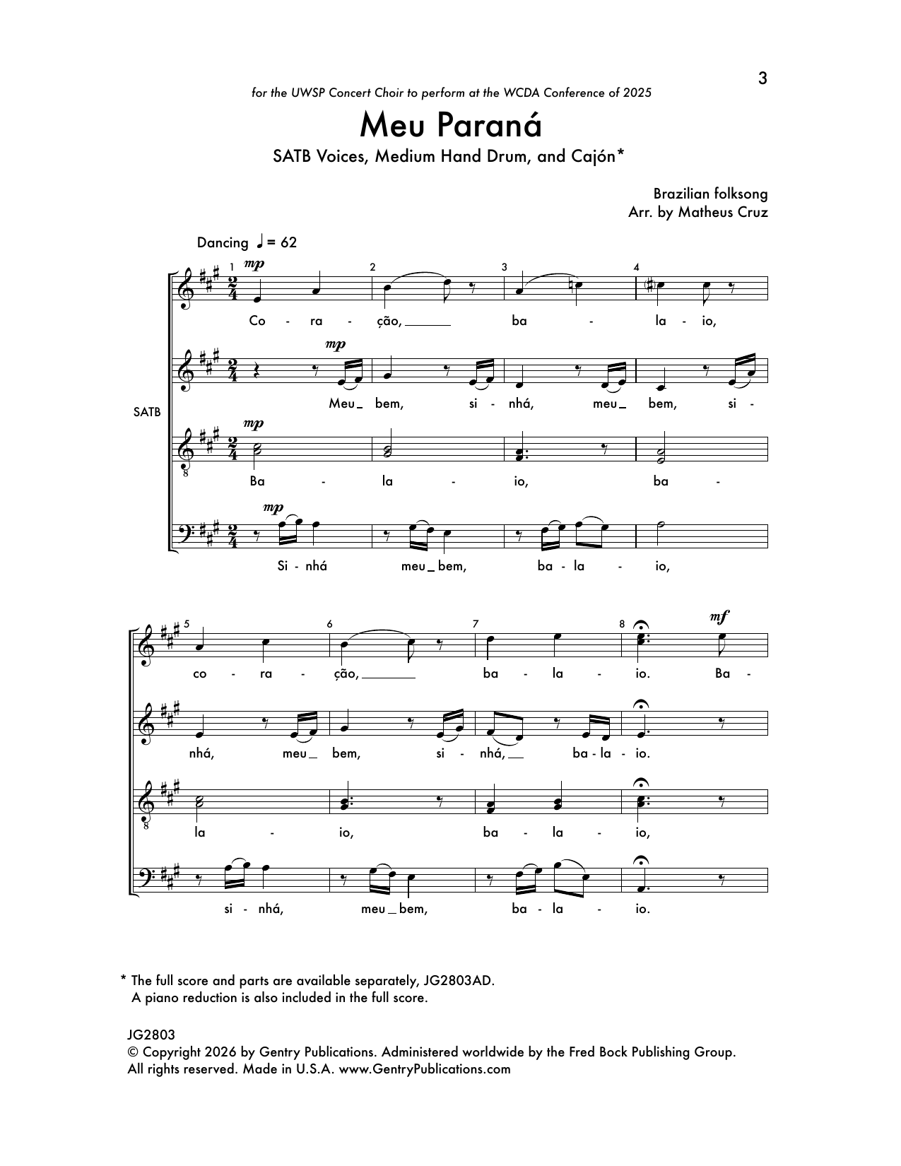 Matheus Cruz Meu Parana Sheet Music Notes & Chords for SATB Choir - Download or Print PDF