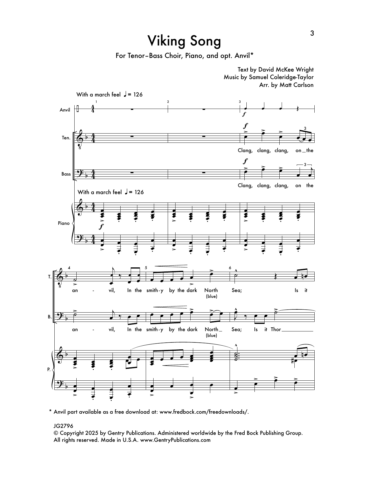 Matt Carlson Viking Song Sheet Music Notes & Chords for TTBB Choir - Download or Print PDF