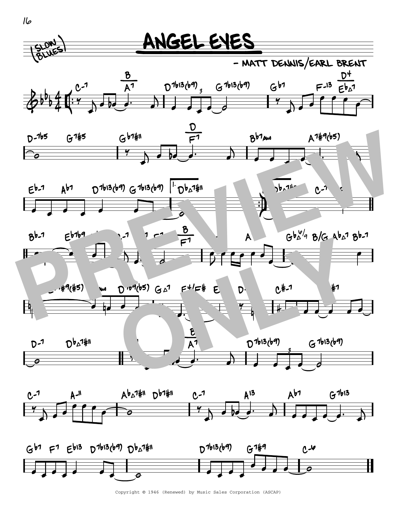 Matt Dennis Angel Eyes (arr. David Hazeltine) Sheet Music Notes & Chords for Real Book – Enhanced Chords - Download or Print PDF