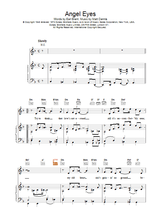 Matt Dennis Angel Eyes Sheet Music Notes & Chords for Piano - Download or Print PDF