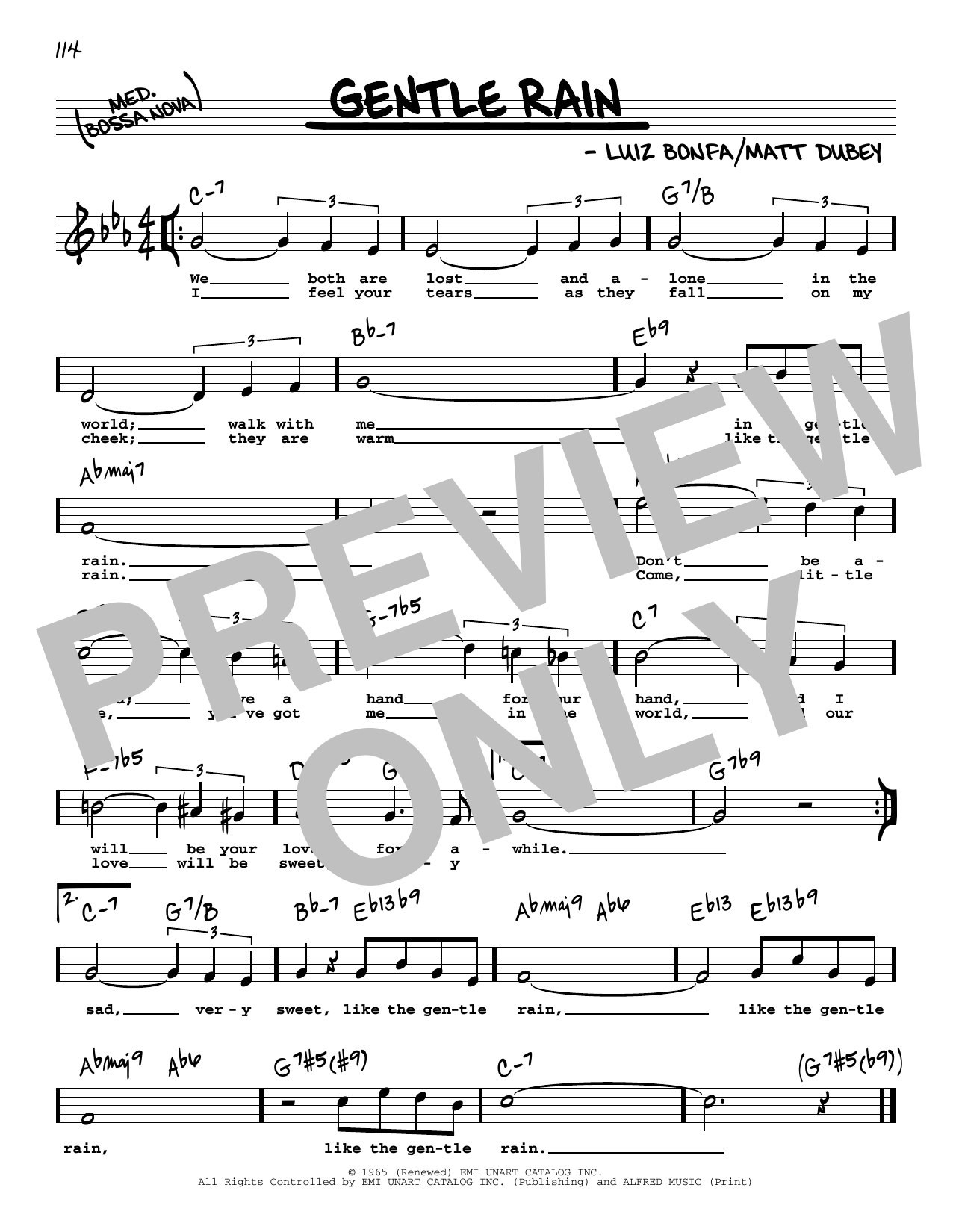 Matt Dubey Gentle Rain (High Voice) (from The Gentle Rain) Sheet Music Notes & Chords for Real Book – Melody, Lyrics & Chords - Download or Print PDF