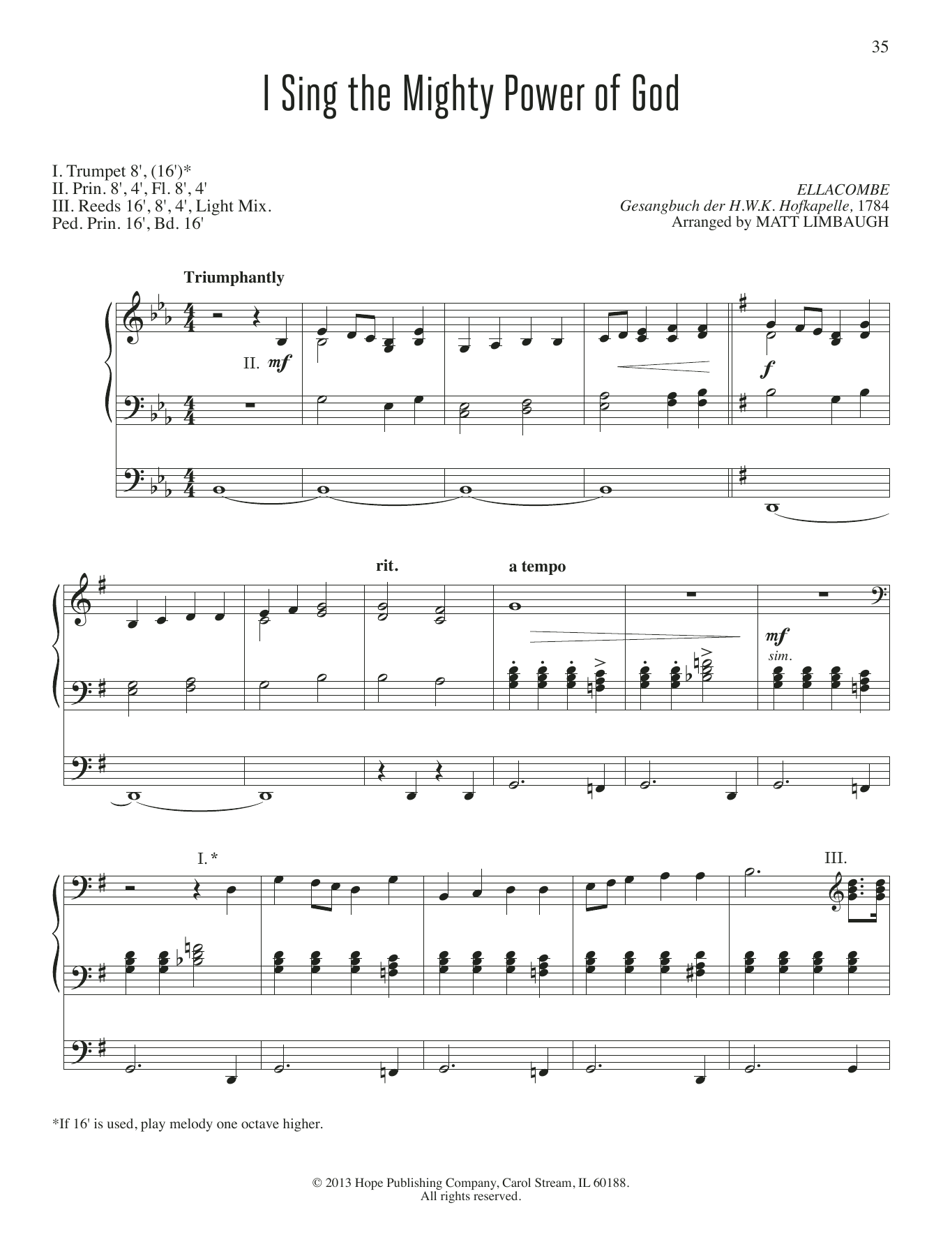 Matt Limbaugh I Sing the Mighty Power of God Sheet Music Notes & Chords for Organ - Download or Print PDF