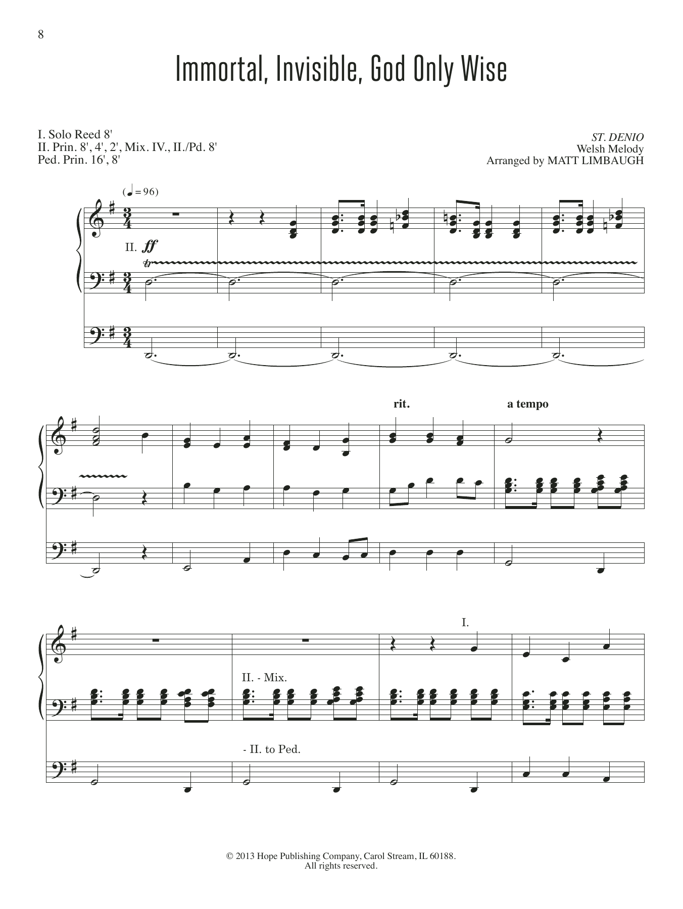 Matt Limbaugh Immortal, Invisible, God Only Wise Sheet Music Notes & Chords for Organ - Download or Print PDF