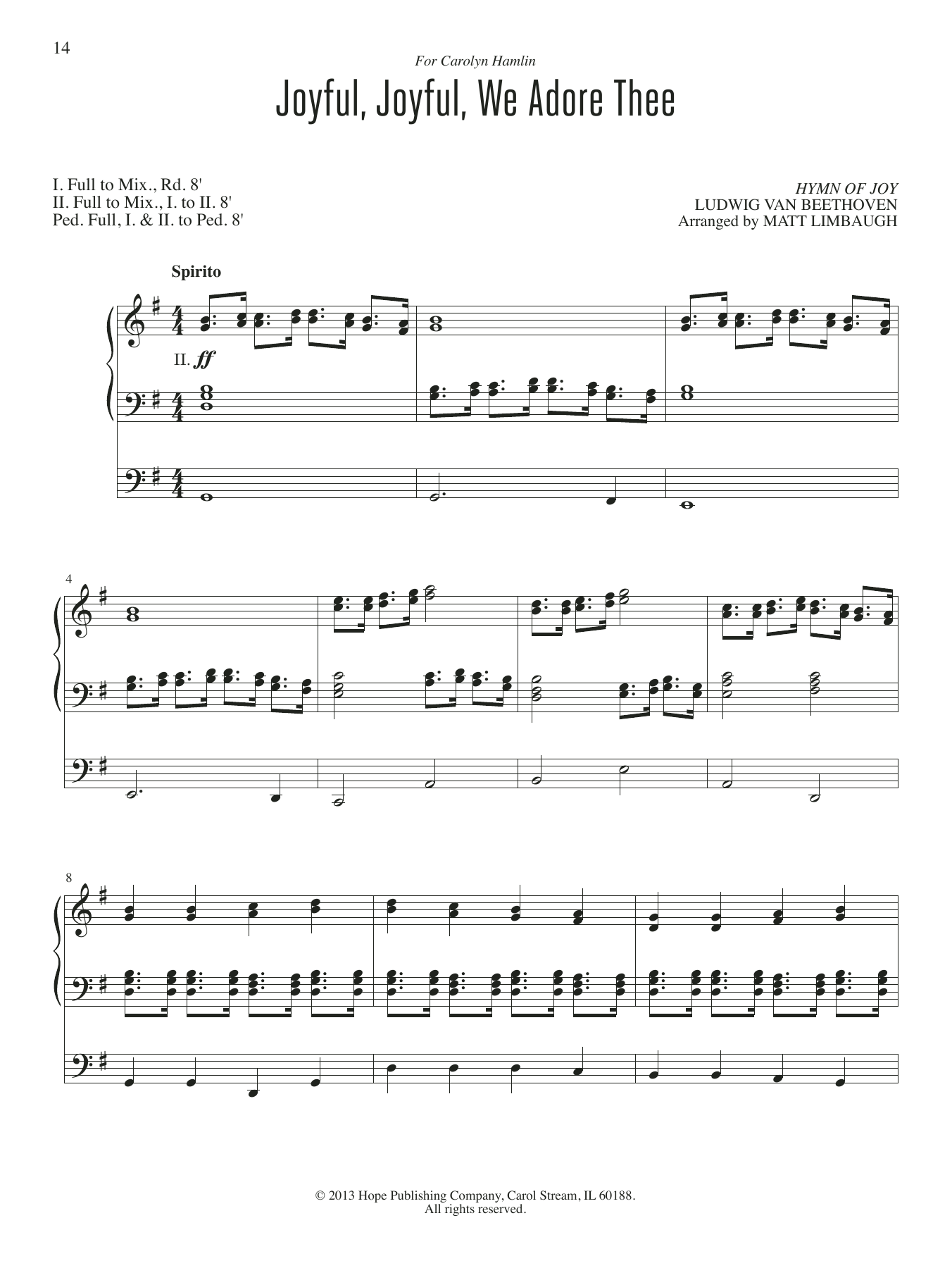 Matt Limbaugh Joyful, Joyful, We Adore Thee Sheet Music Notes & Chords for Organ - Download or Print PDF