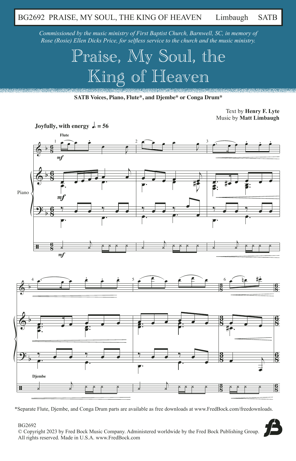 Matt Limbaugh Praise, My Soul, the King of Heaven Sheet Music Notes & Chords for SATB Choir - Download or Print PDF