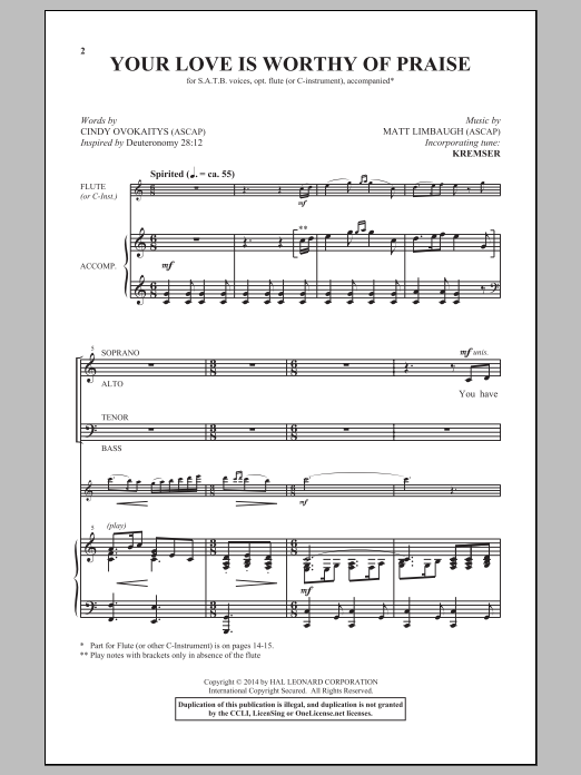 Matt Limbaugh Your Love Is Worthy Of Praise Sheet Music Notes & Chords for SATB - Download or Print PDF