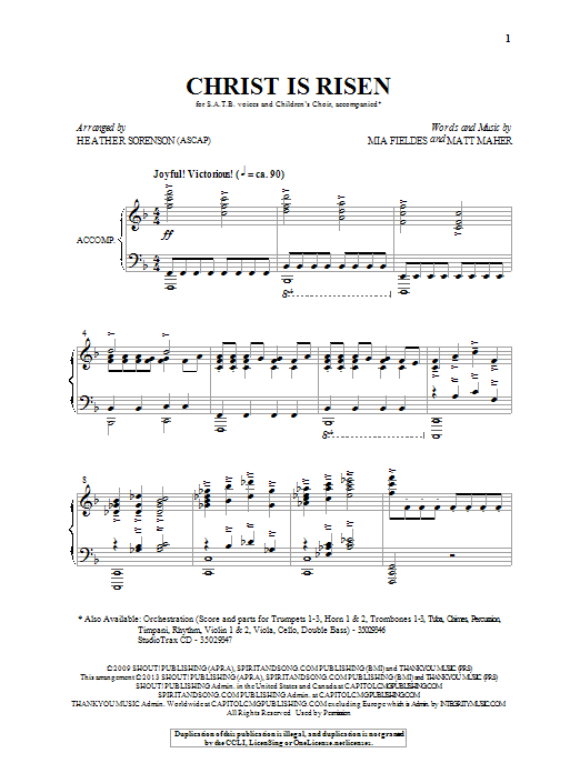 Heather Sorenson Christ Is Risen Sheet Music Notes & Chords for SATB - Download or Print PDF