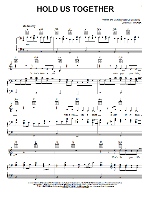 Matt Maher Hold Us Together Sheet Music Notes & Chords for Piano, Vocal & Guitar (Right-Hand Melody) - Download or Print PDF