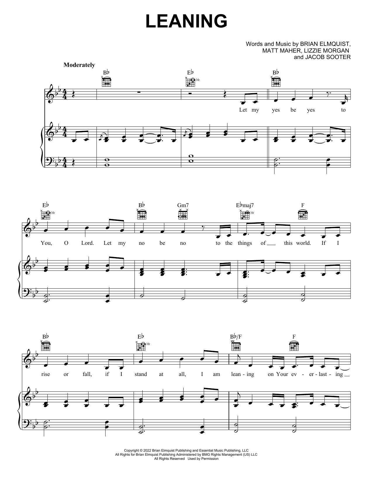 Matt Maher Leaning (feat. Lizzie Morgan) sheet music notes and chords. Download Printable PDF.