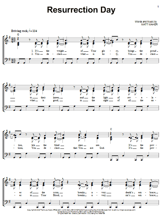 Matt Maher Resurrection Day Sheet Music Notes & Chords for Piano, Vocal & Guitar (Right-Hand Melody) - Download or Print PDF Matt Maher Resurrection Day Sheet Music Notes & Chords for Piano, Vocal & Guitar (Right-Hand Melody) - Download or Print PDF