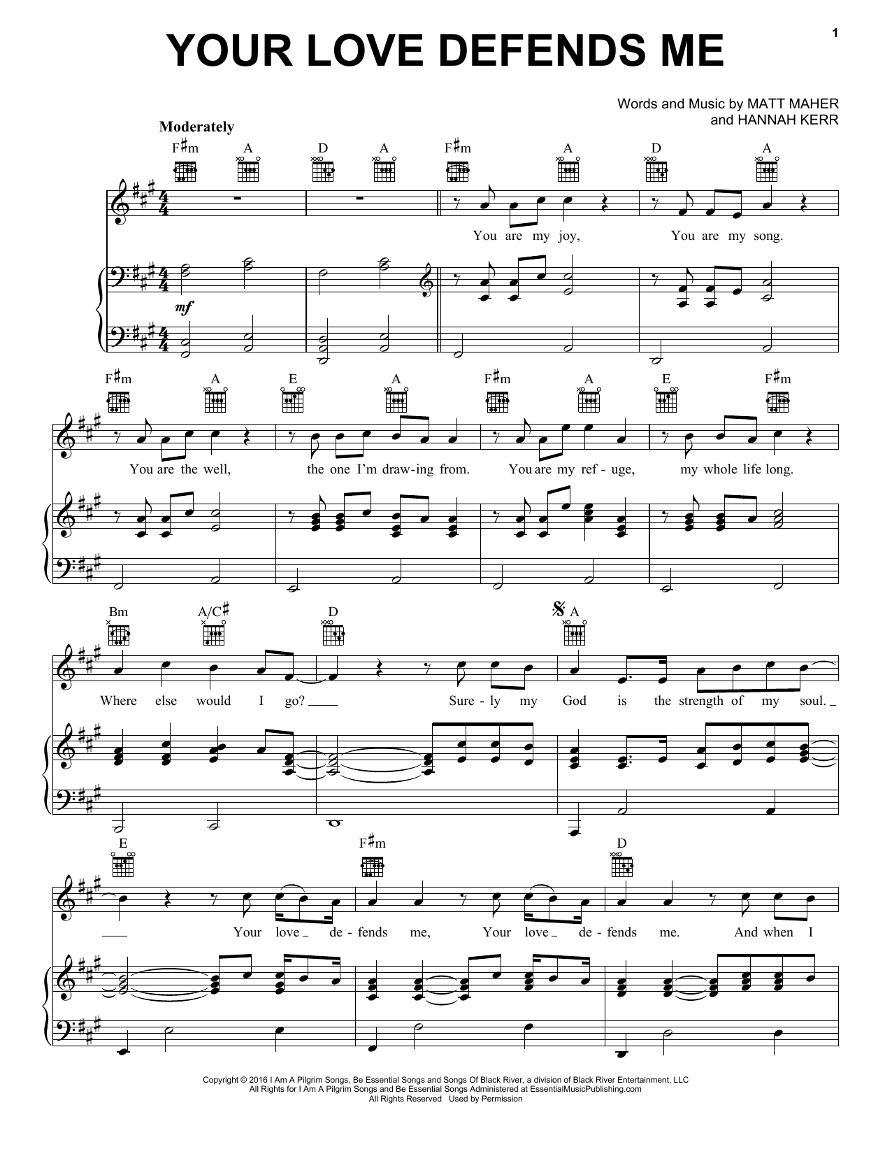 Matt Maher Your Love Defends Me Sheet Music Notes & Chords for Piano, Vocal & Guitar (Right-Hand Melody) - Download or Print PDF