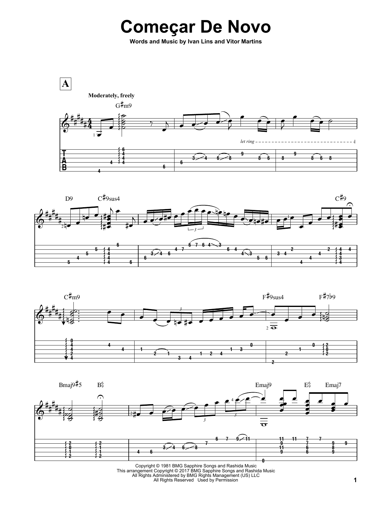 Matt Otten Comecar De Novo Sheet Music Notes & Chords for Guitar Tab - Download or Print PDF