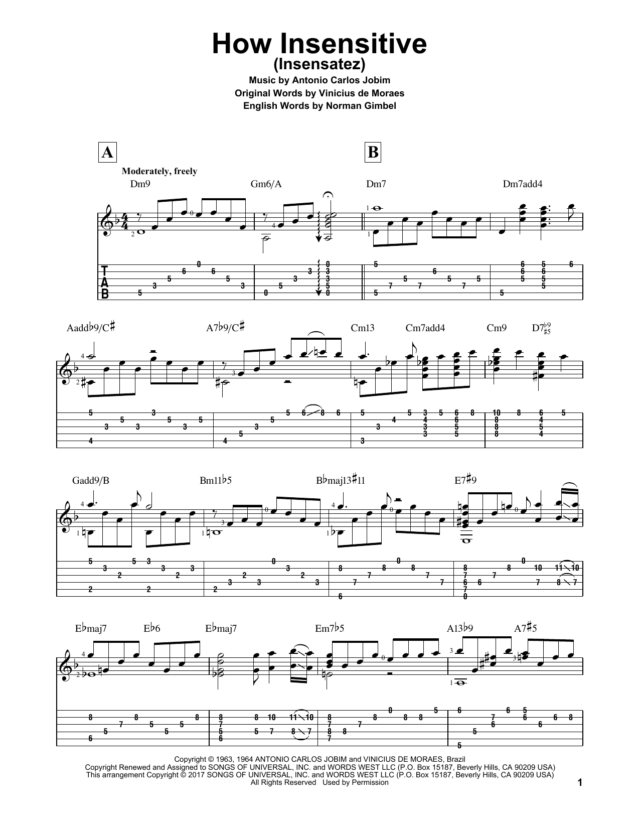 Matt Otten How Insensitive (Insensatez) Sheet Music Notes & Chords for Guitar Tab - Download or Print PDF