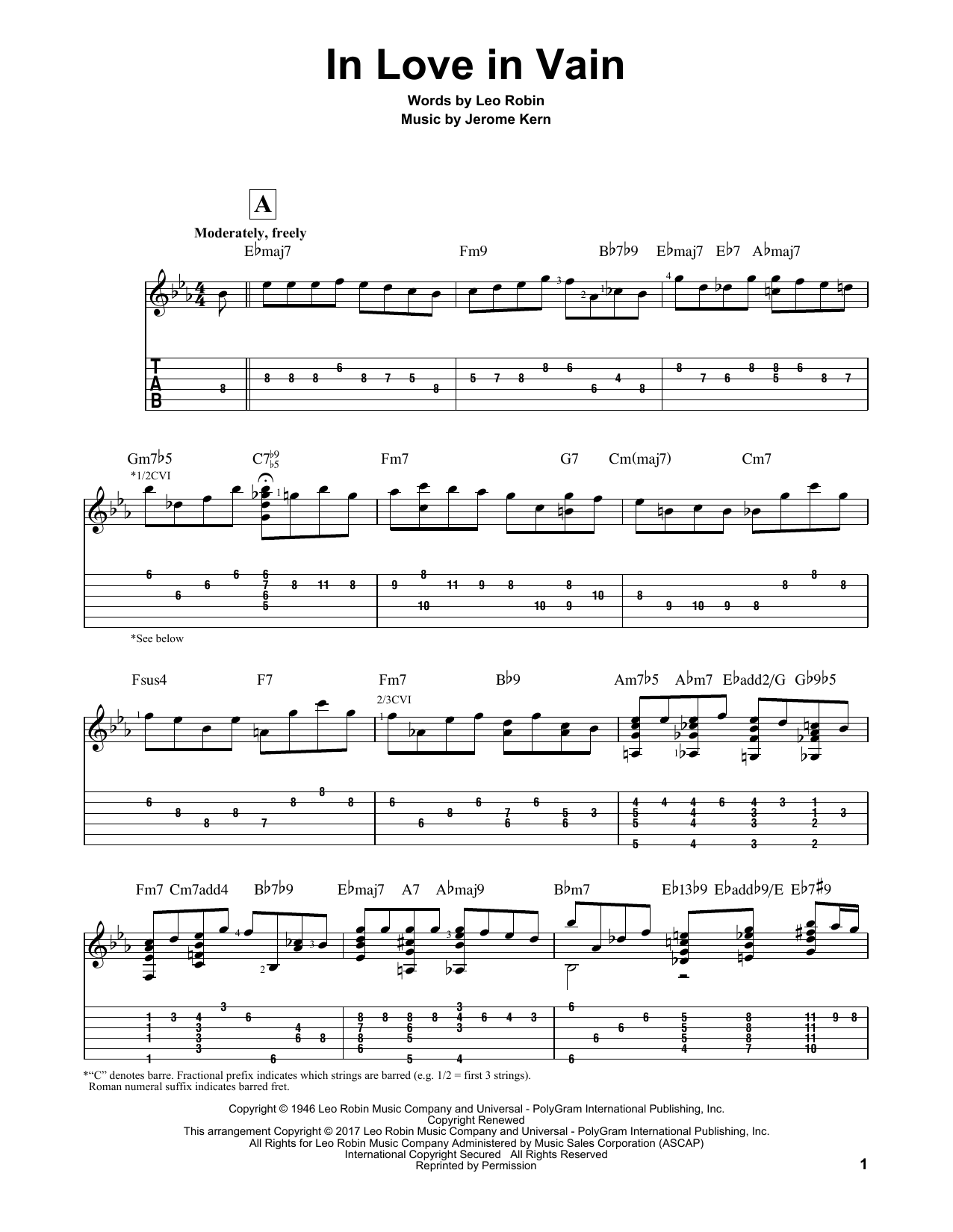 Matt Otten In Love In Vain Sheet Music Notes & Chords for Guitar Tab - Download or Print PDF