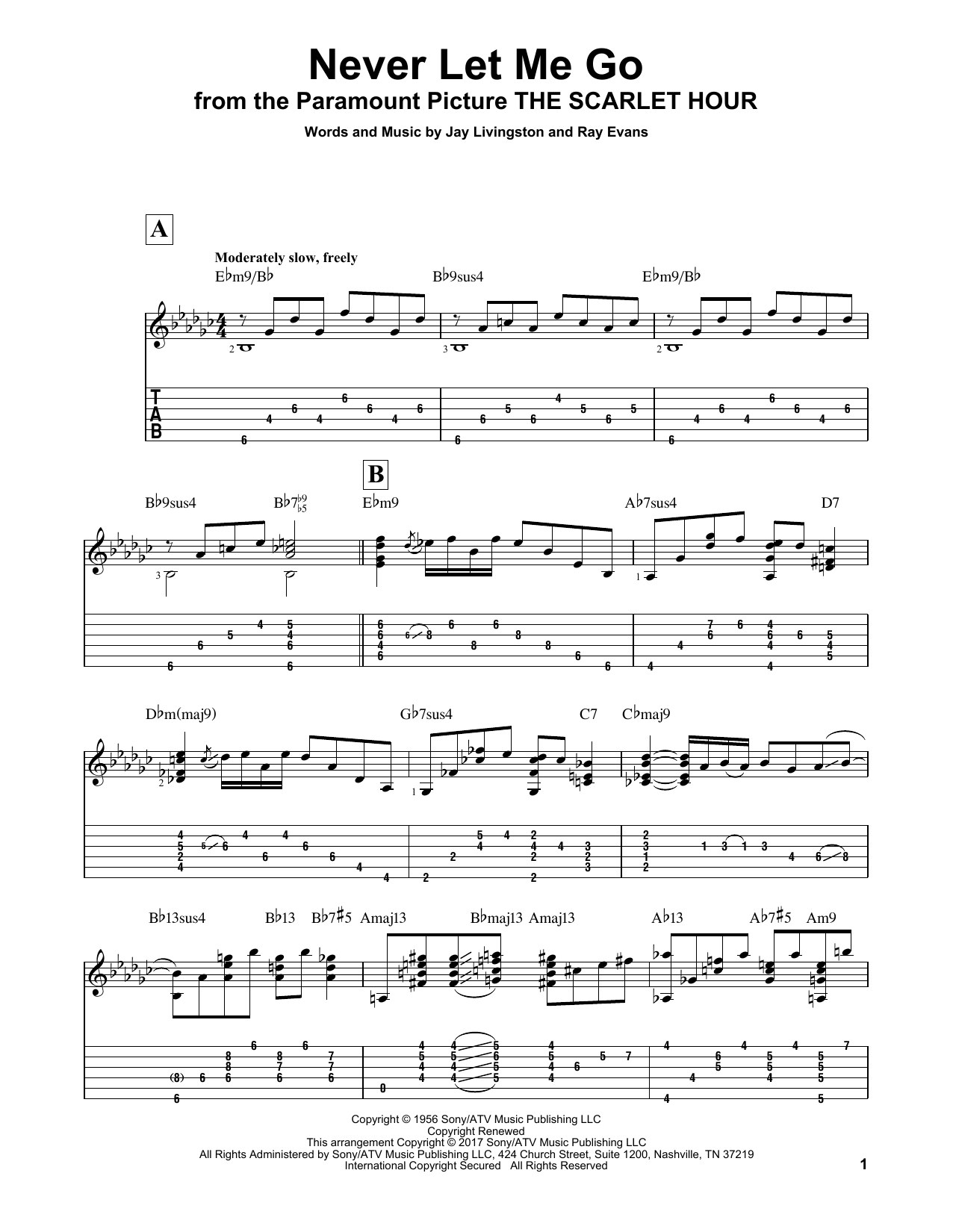 Matt Otten Never Let Me Go Sheet Music Notes & Chords for Guitar Tab - Download or Print PDF