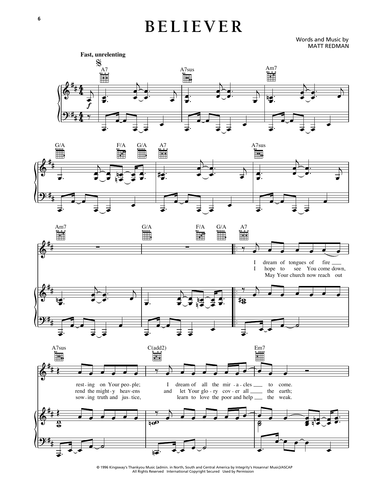 Matt Redman Believer Sheet Music Notes & Chords for Piano, Vocal & Guitar Chords (Right-Hand Melody) - Download or Print PDF Matt Redman Believer Sheet Music Notes & Chords for Piano, Vocal & Guitar Chords (Right-Hand Melody) - Download or Print PDF