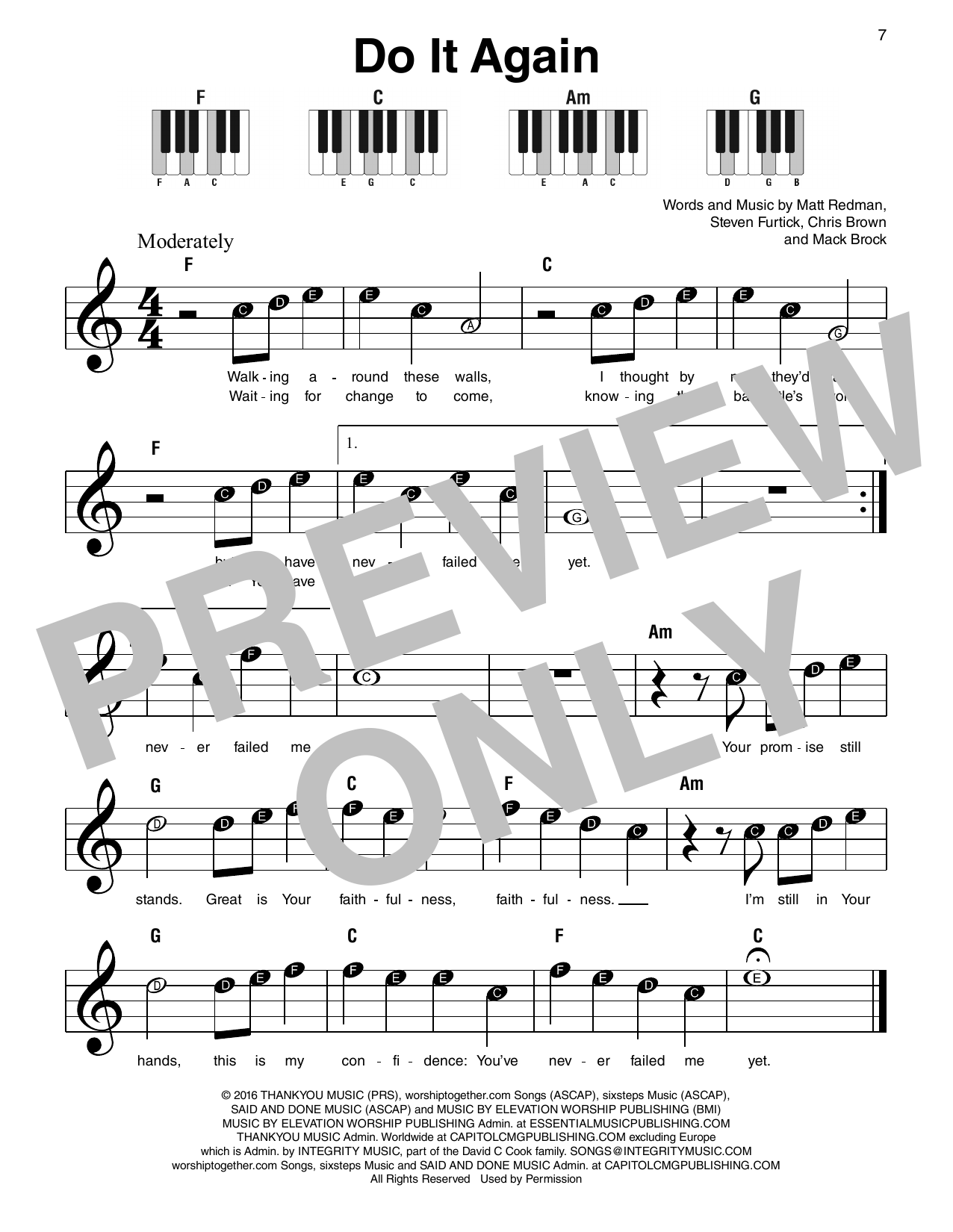 Matt Redman Do It Again Sheet Music Notes & Chords for Super Easy Piano - Download or Print PDF