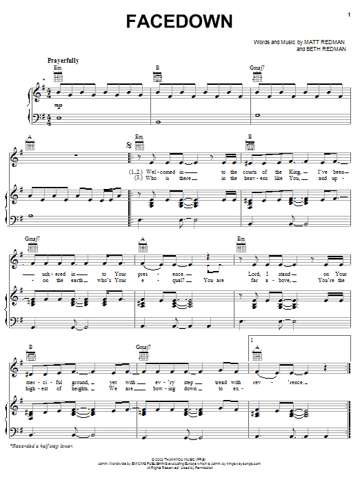 Matt Redman Facedown Sheet Music Notes & Chords for Piano, Vocal & Guitar (Right-Hand Melody) - Download or Print PDF