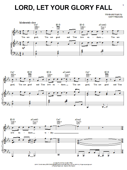 Matt Redman Lord, Let Your Glory Fall Sheet Music Notes & Chords for Piano, Vocal & Guitar (Right-Hand Melody) - Download or Print PDF