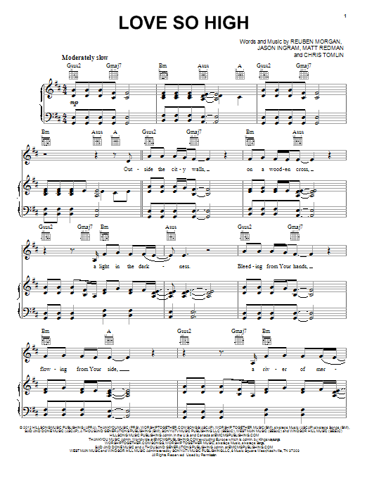Matt Redman Love So High Sheet Music Notes & Chords for Piano, Vocal & Guitar (Right-Hand Melody) - Download or Print PDF