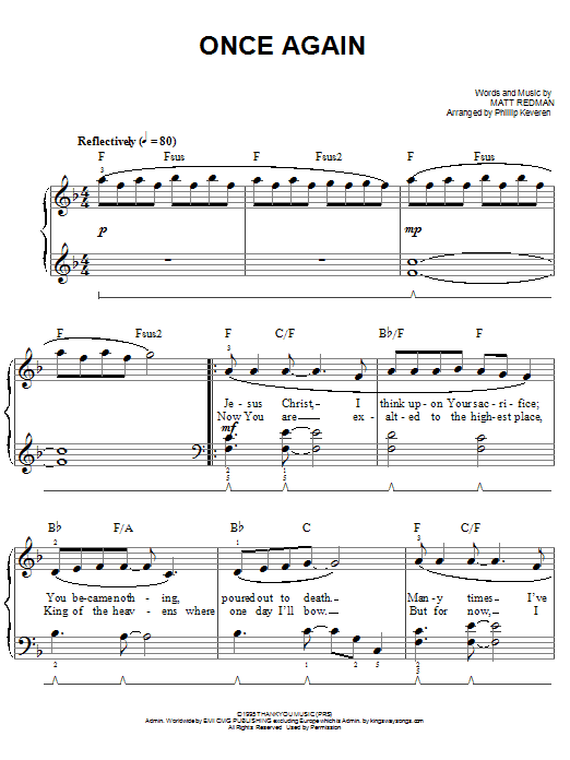 Matt Redman Once Again Sheet Music Notes & Chords for Easy Piano - Download or Print PDF