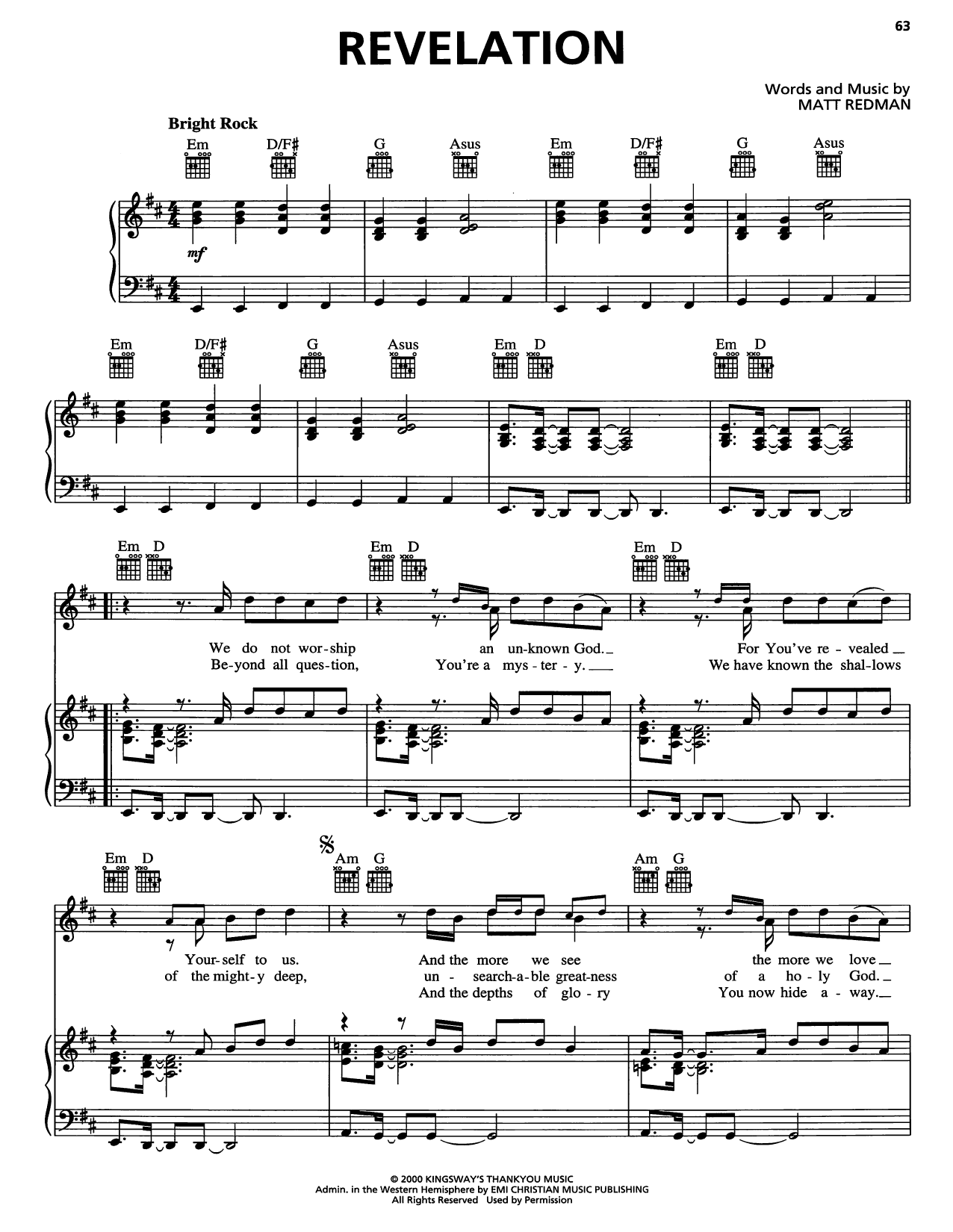 Matt Redman Revelation Sheet Music Notes & Chords for Piano, Vocal & Guitar Chords (Right-Hand Melody) - Download or Print PDF