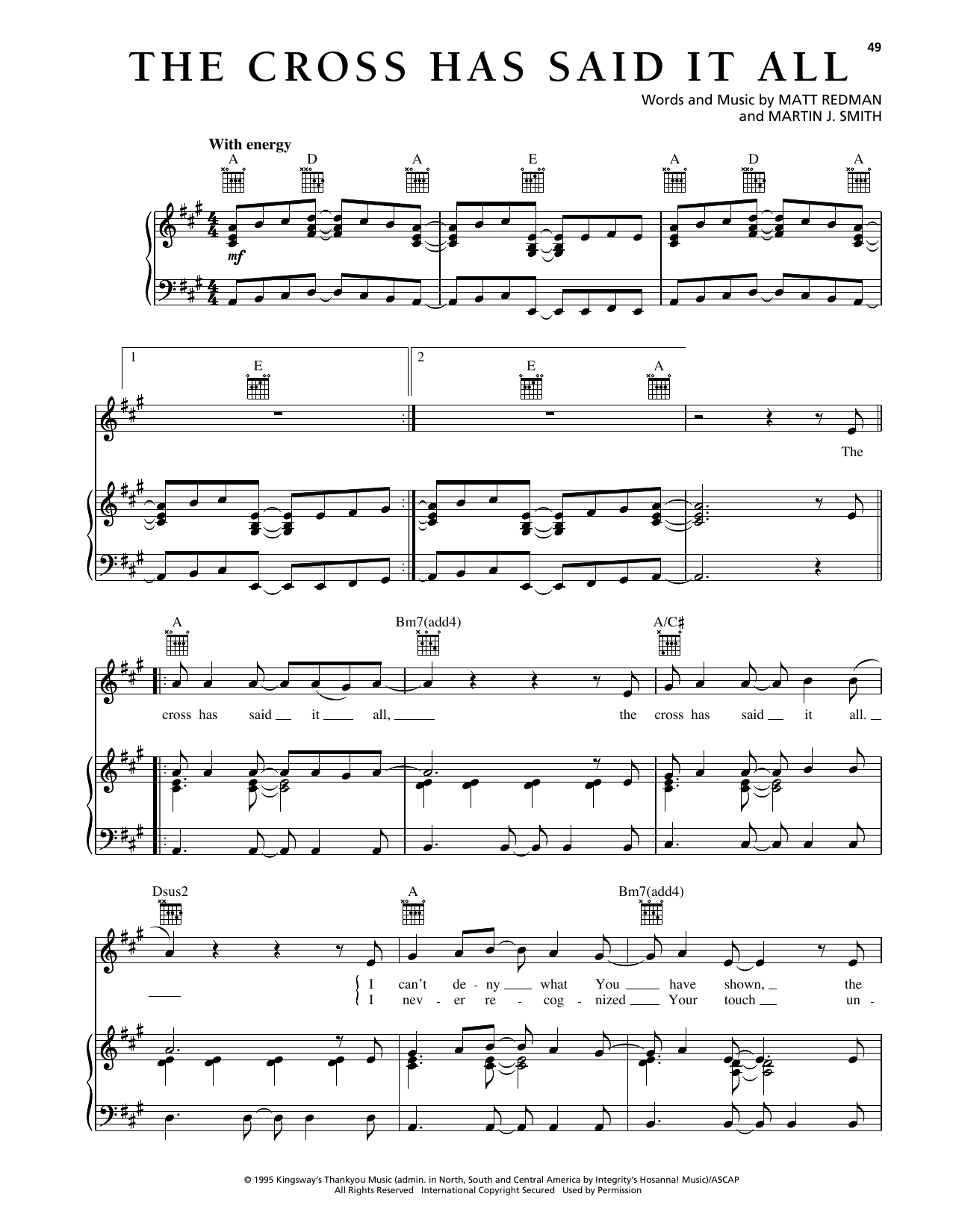 Matt Redman The Cross Has Said It All Sheet Music Notes & Chords for Piano, Vocal & Guitar Chords (Right-Hand Melody) - Download or Print PDF Matt Redman The Cross Has Said It All Sheet Music Notes & Chords for Piano, Vocal & Guitar Chords (Right-Hand Melody) - Download or Print PDF