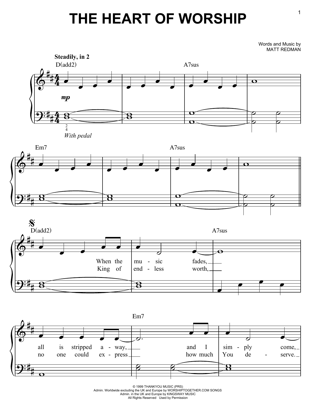Matt Redman The Heart Of Worship Sheet Music Notes & Chords for Piano - Download or Print PDF