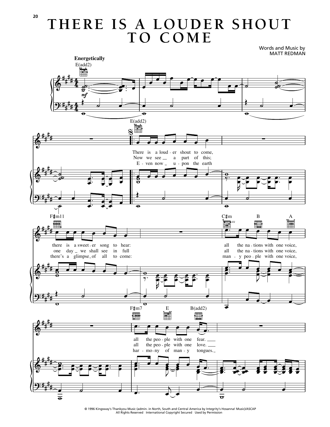 Matt Redman There Is A Louder Shout To Come Sheet Music Notes & Chords for Piano, Vocal & Guitar Chords (Right-Hand Melody) - Download or Print PDF Matt Redman There Is A Louder Shout To Come Sheet Music Notes & Chords for Piano, Vocal & Guitar Chords (Right-Hand Melody) - Download or Print PDF