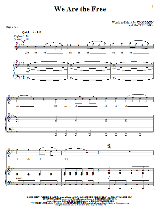 Matt Redman We Are The Free Sheet Music Notes & Chords for Piano, Vocal & Guitar (Right-Hand Melody) - Download or Print PDF Matt Redman We Are The Free Sheet Music Notes & Chords for Piano, Vocal & Guitar (Right-Hand Melody) - Download or Print PDF