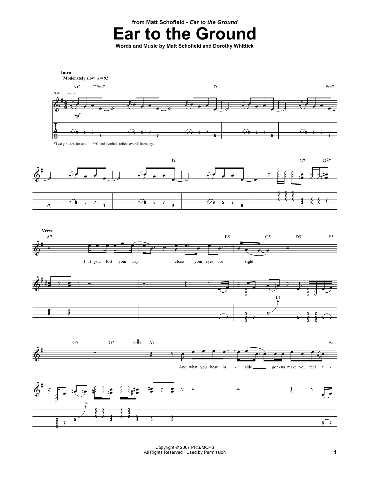 Matt Schofield Ear To The Ground Sheet Music Notes & Chords for Guitar Tab - Download or Print PDF Matt Schofield Ear To The Ground Sheet Music Notes & Chords for Guitar Tab - Download or Print PDF