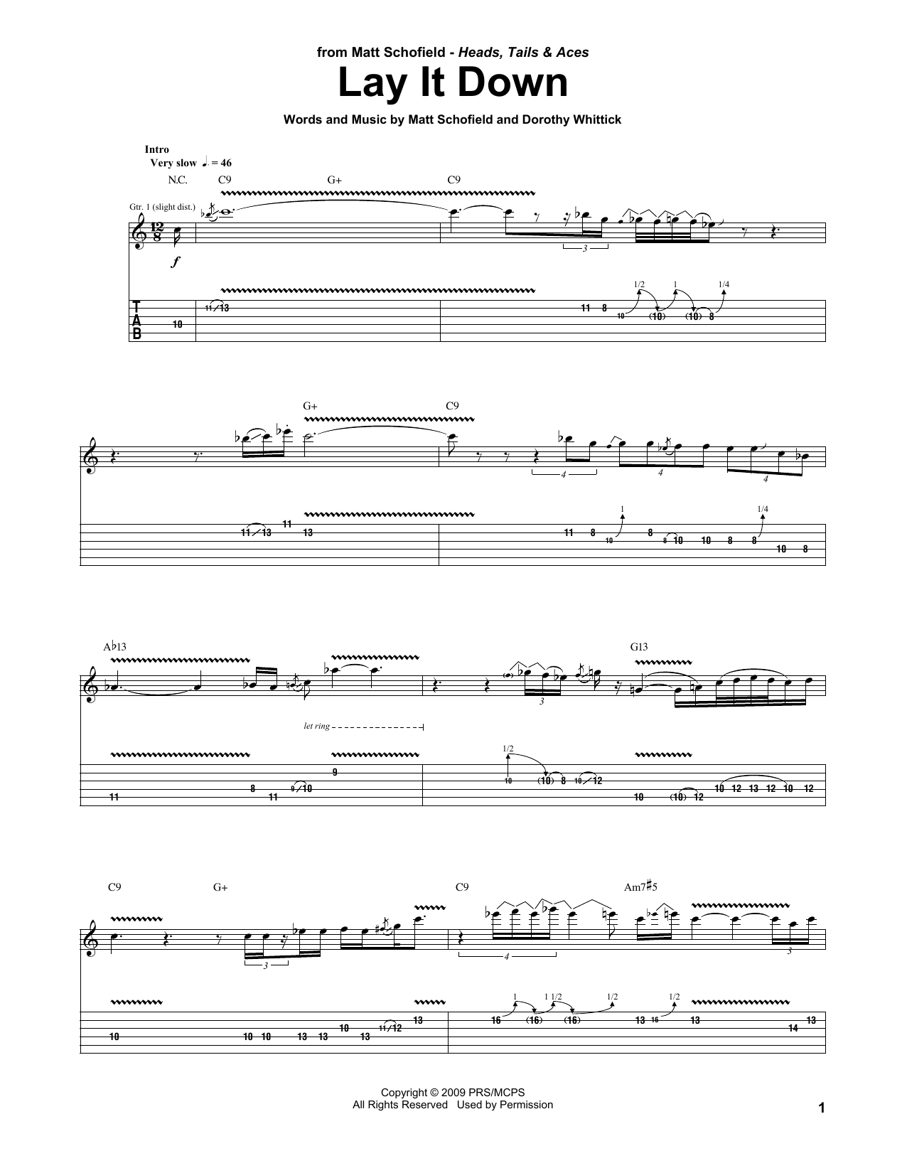 Matt Schofield Lay It Down Sheet Music Notes & Chords for Guitar Tab - Download or Print PDF