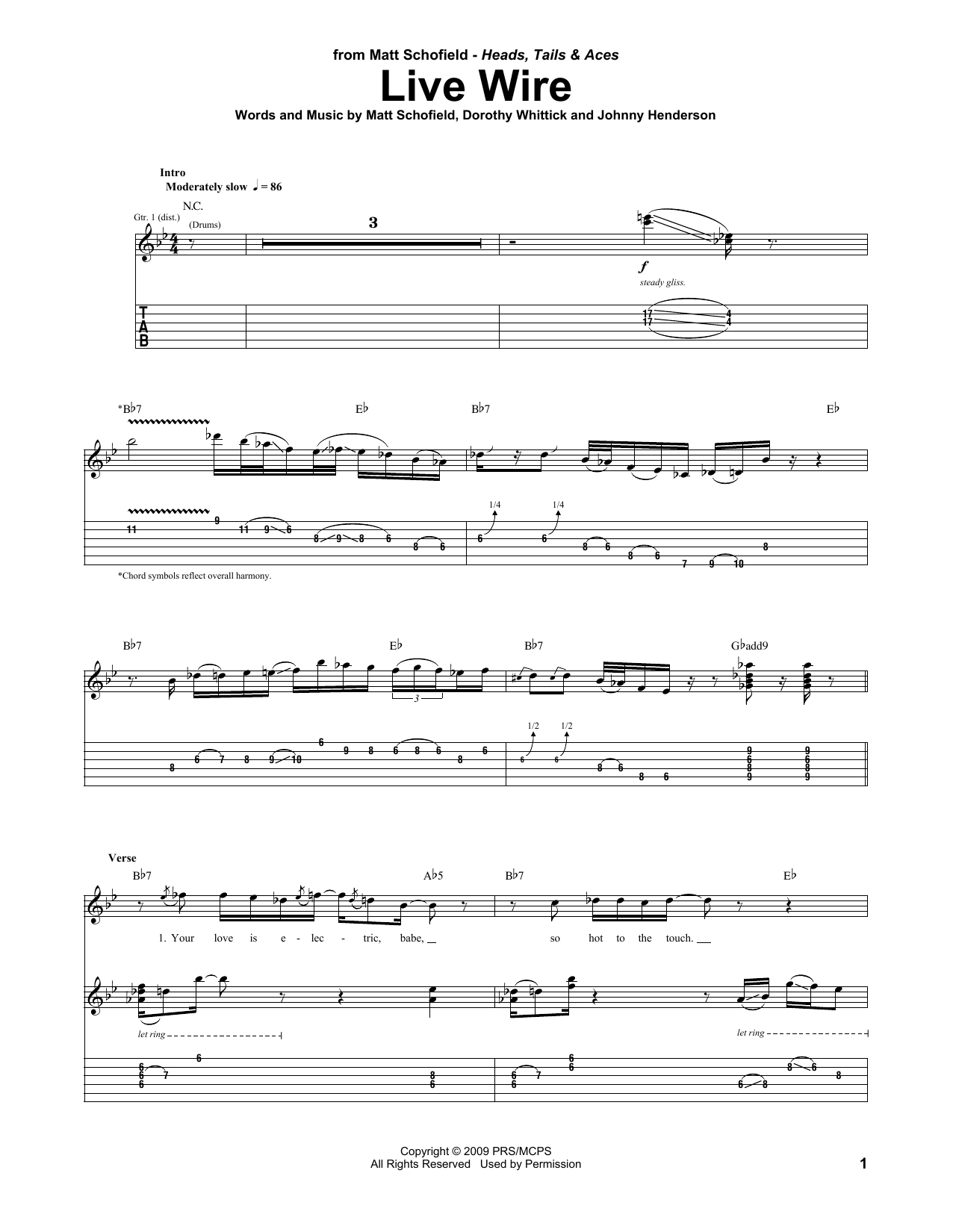 Matt Schofield Live Wire Sheet Music Notes & Chords for Guitar Tab - Download or Print PDF