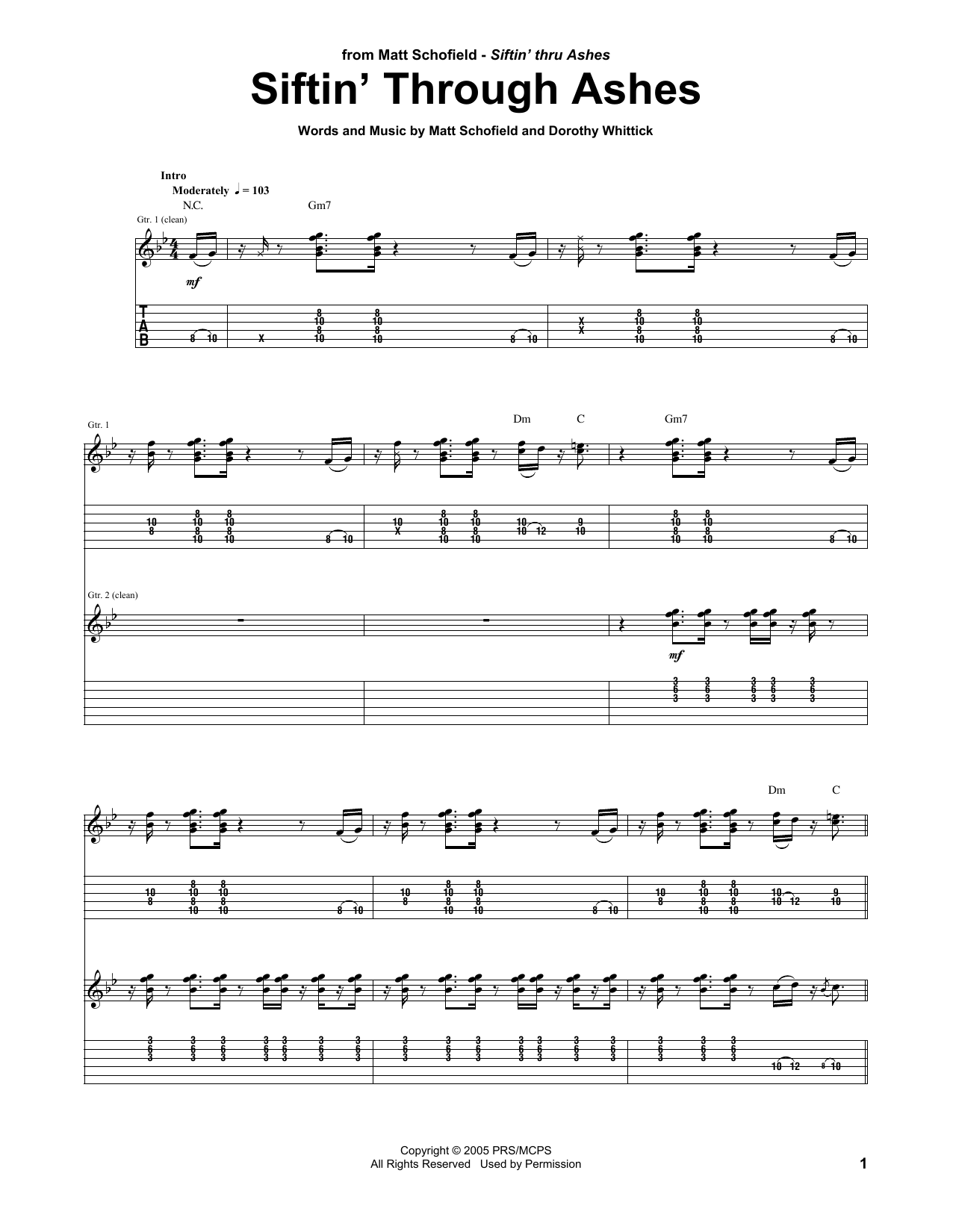 Matt Schofield Siftin' Through Ashes Sheet Music Notes & Chords for Guitar Tab - Download or Print PDF
