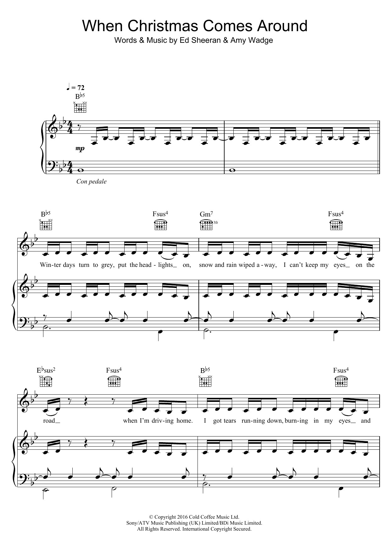 Matt Terry When Christmas Comes Around Sheet Music Notes & Chords for Piano, Vocal & Guitar (Right-Hand Melody) - Download or Print PDF