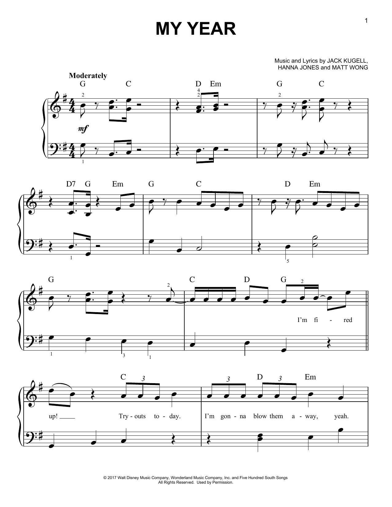 Matt Wong My Year (from Disney's Zombies) Sheet Music Notes & Chords for Easy Piano - Download or Print PDF