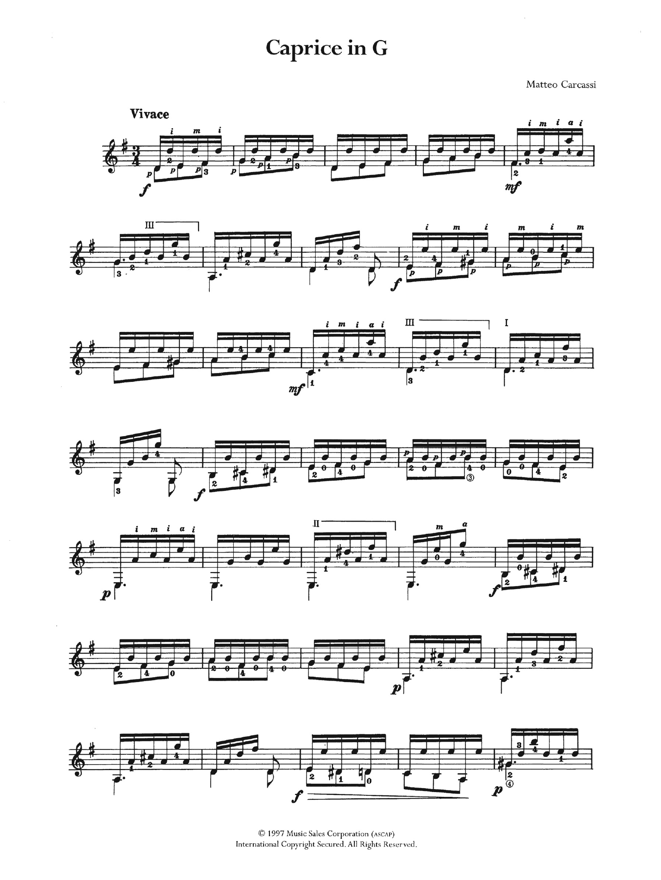 Matteo Carcassi Caprice In G Sheet Music Notes & Chords for Guitar - Download or Print PDF