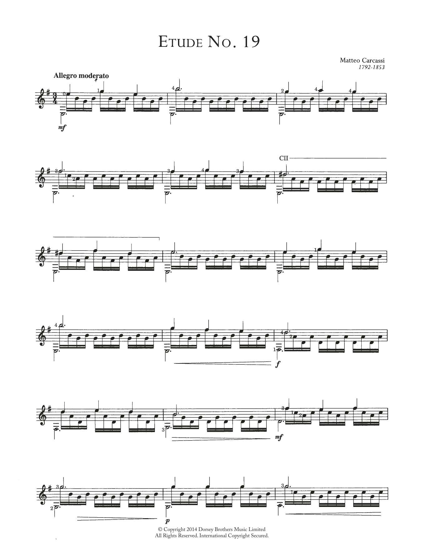 Matteo Carcassi Etude No.19 Sheet Music Notes & Chords for Guitar - Download or Print PDF