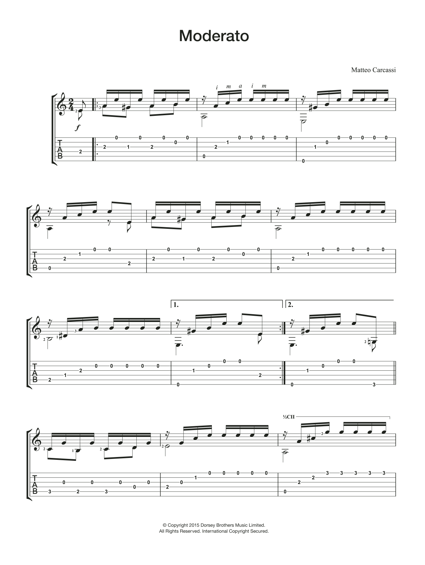 Matteo Carcassi Moderato Sheet Music Notes & Chords for Guitar - Download or Print PDF