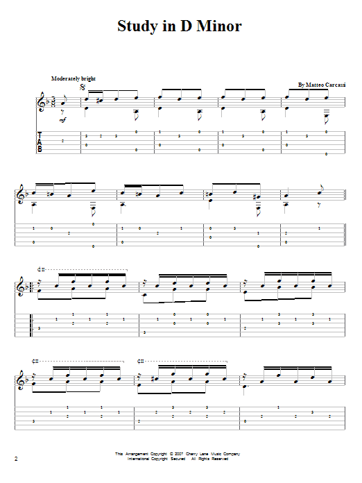 Matteo Carcassi Study In D Minor Sheet Music Notes & Chords for Guitar - Download or Print PDF