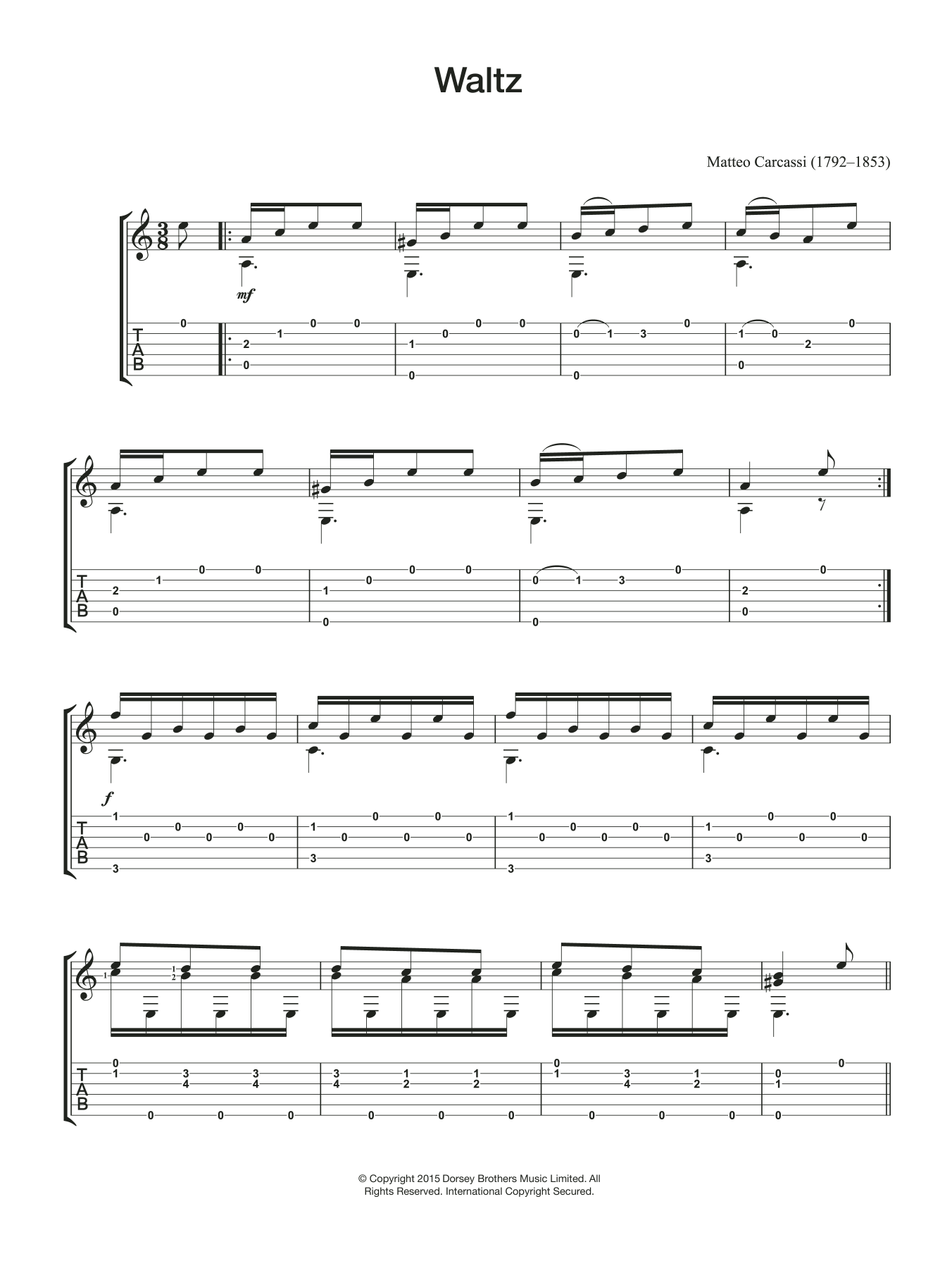 Matteo Carcassi Waltz Sheet Music Notes & Chords for Guitar - Download or Print PDF