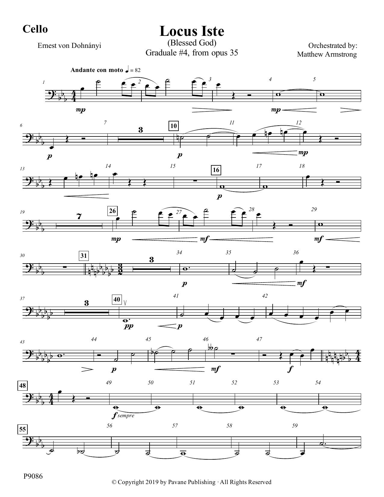Matthew Armstrong Locus Iste - Cello Sheet Music Notes & Chords for Choir Instrumental Pak - Download or Print PDF