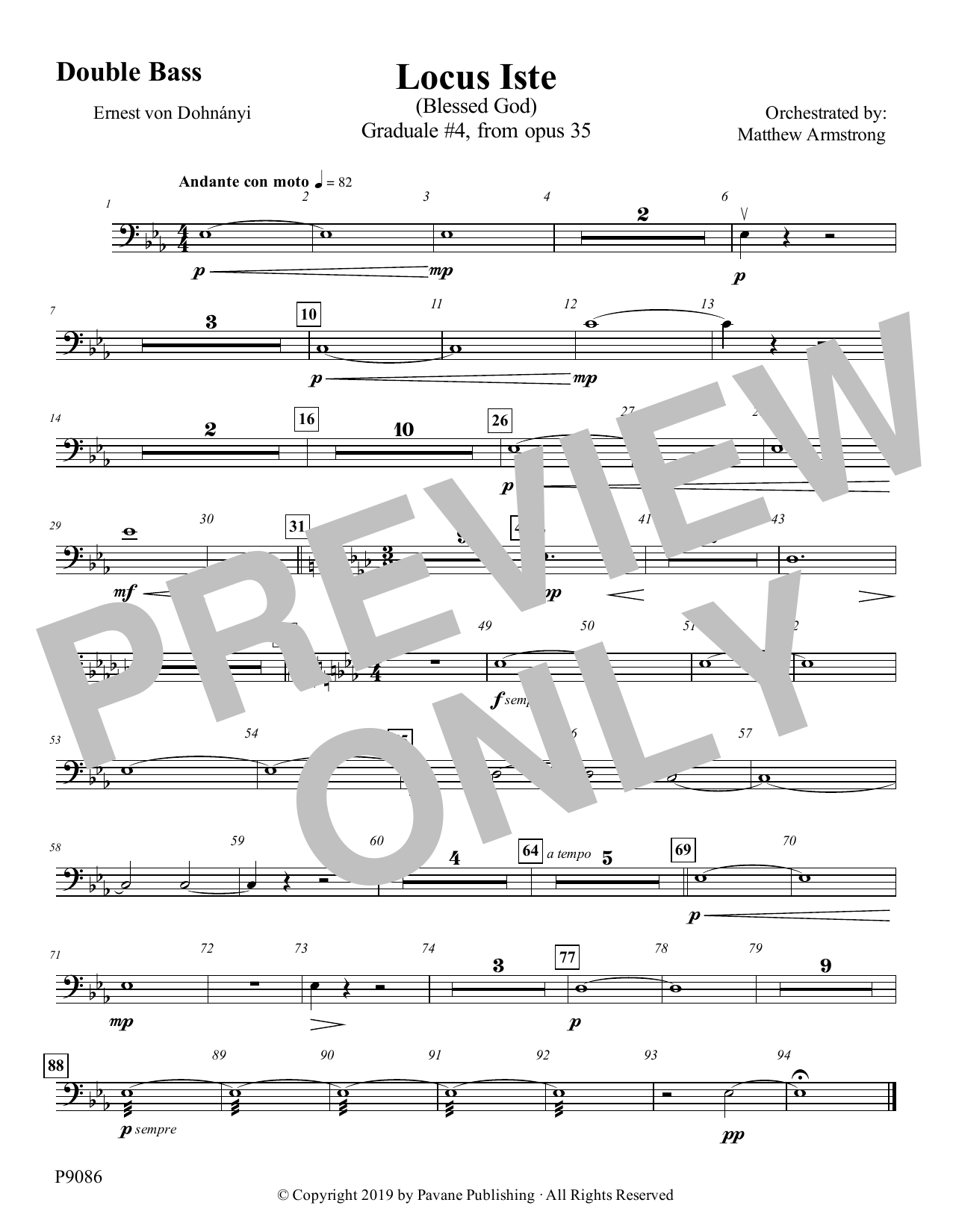 Matthew Armstrong Locus Iste - Double Bass Sheet Music Notes & Chords for Choir Instrumental Pak - Download or Print PDF