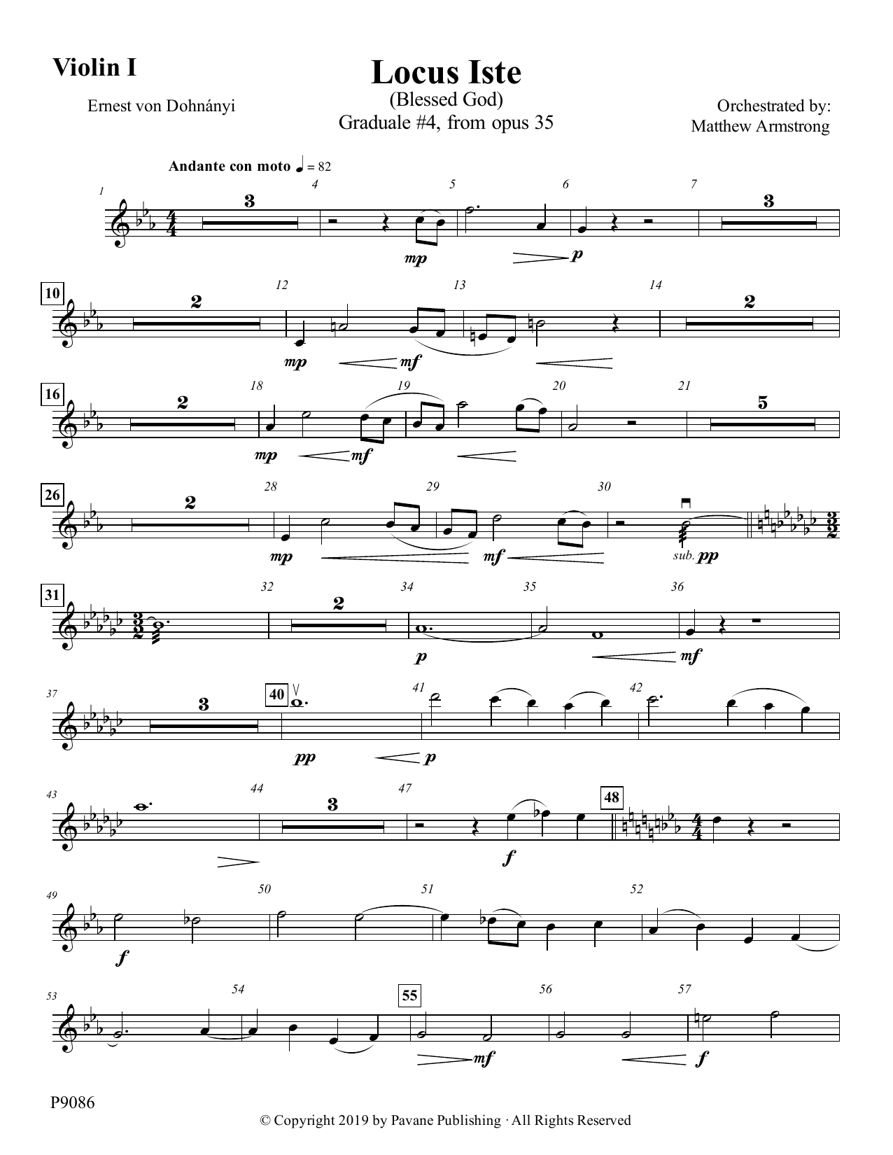 Matthew Armstrong Locus Iste - Violin I Sheet Music Notes & Chords for Choir Instrumental Pak - Download or Print PDF