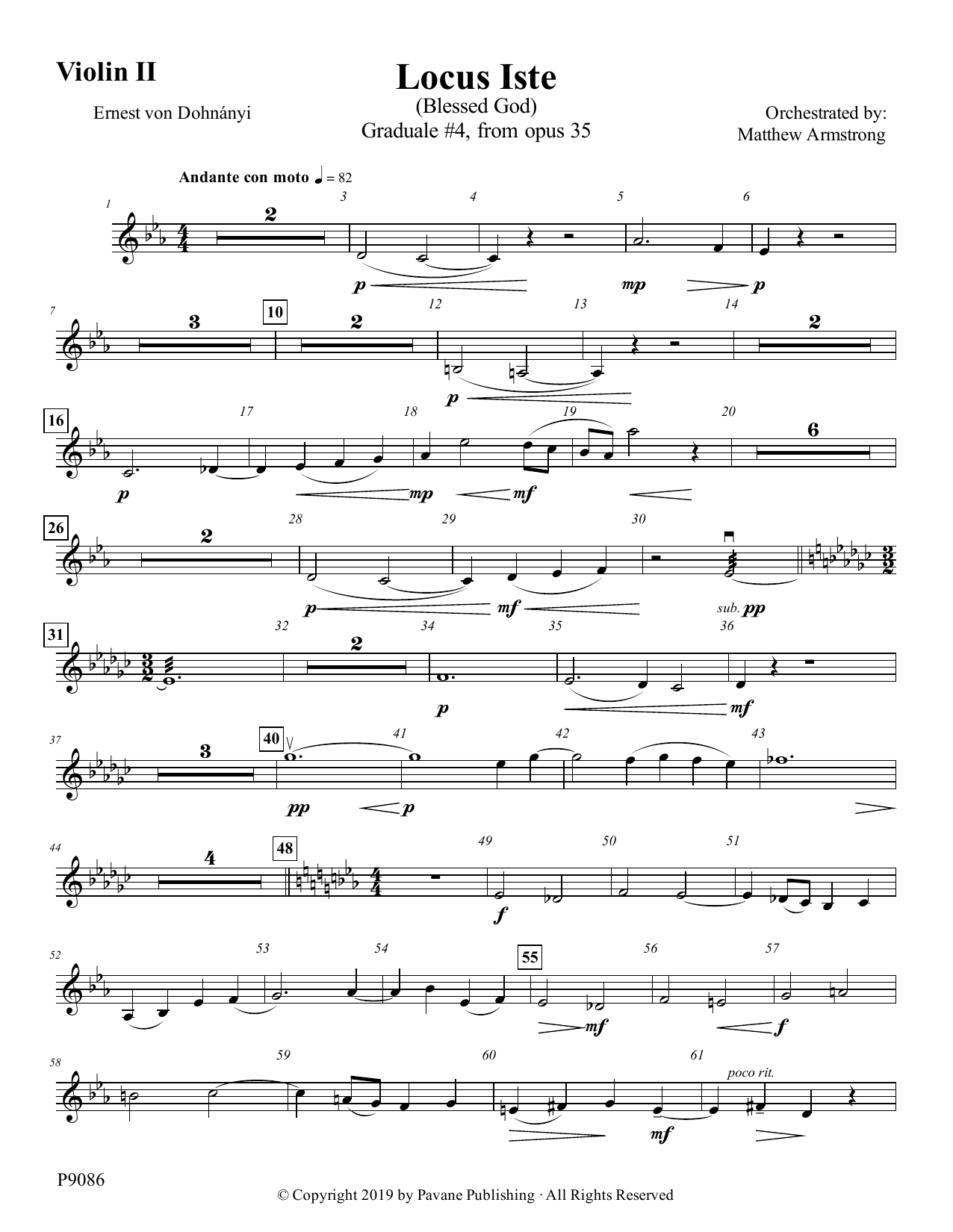 Matthew Armstrong Locus Iste - Violin II Sheet Music Notes & Chords for Choir Instrumental Pak - Download or Print PDF