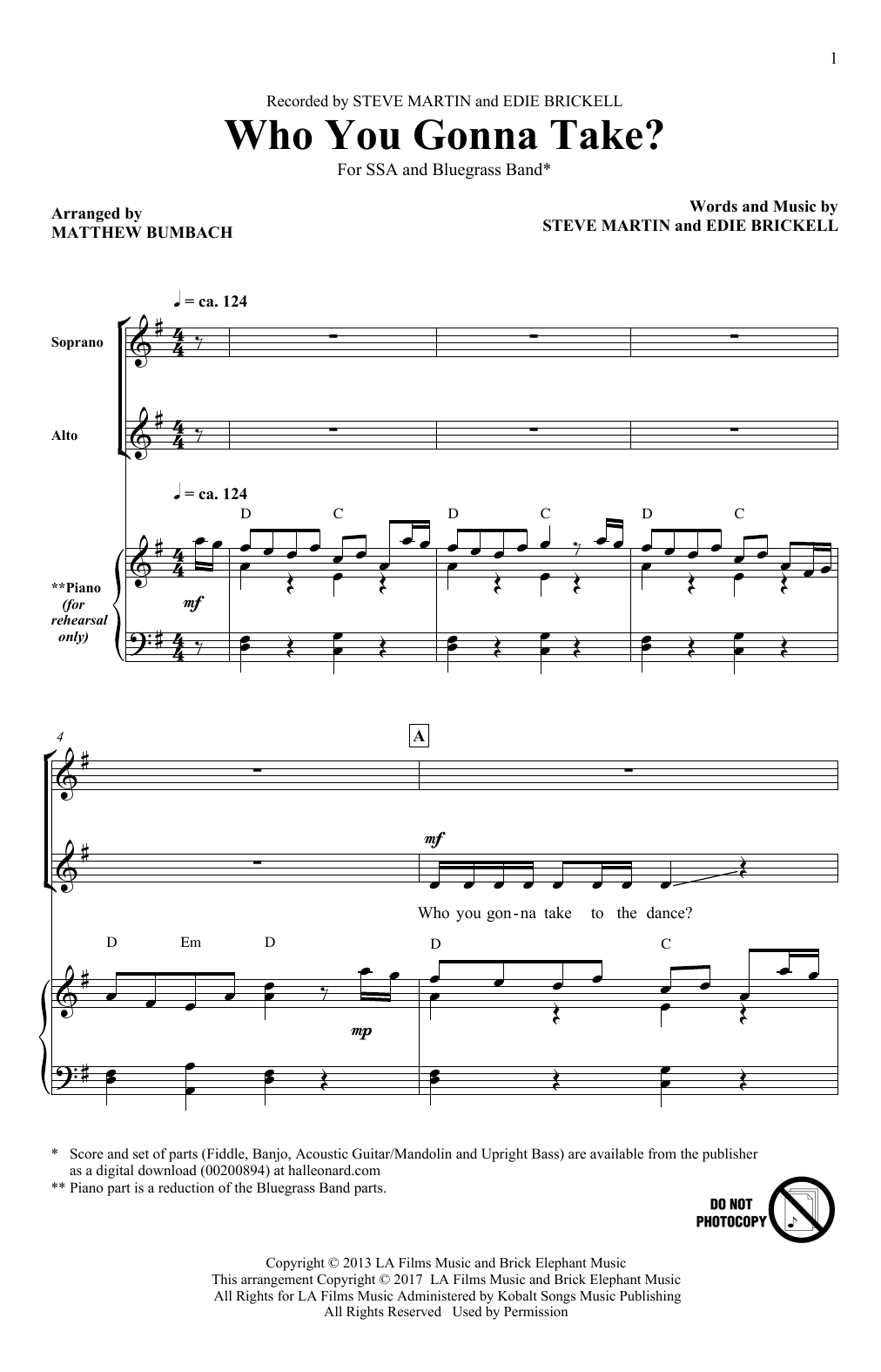 Matthew Bumbach Who You Gonna Take? Sheet Music Notes & Chords for SSA - Download or Print PDF
