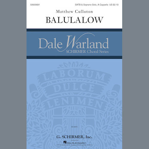 Matthew Culloton, Balulalow, SATB