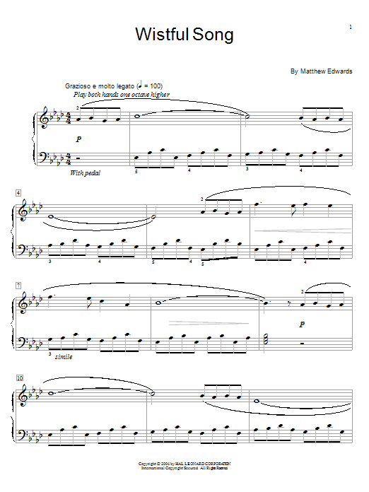 Matthew Edwards Wistful Song Sheet Music Notes & Chords for Educational Piano - Download or Print PDF